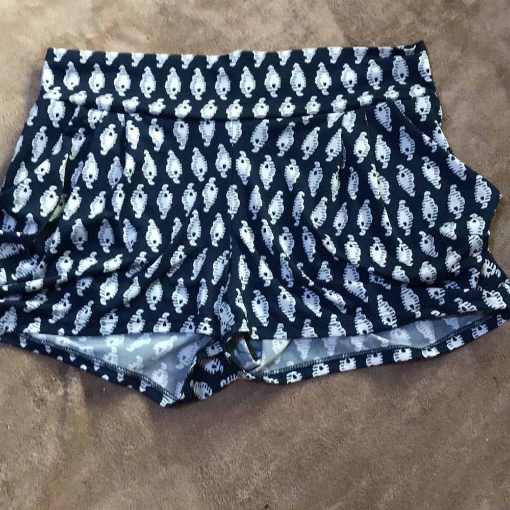 Navy blue shorts with white pattern